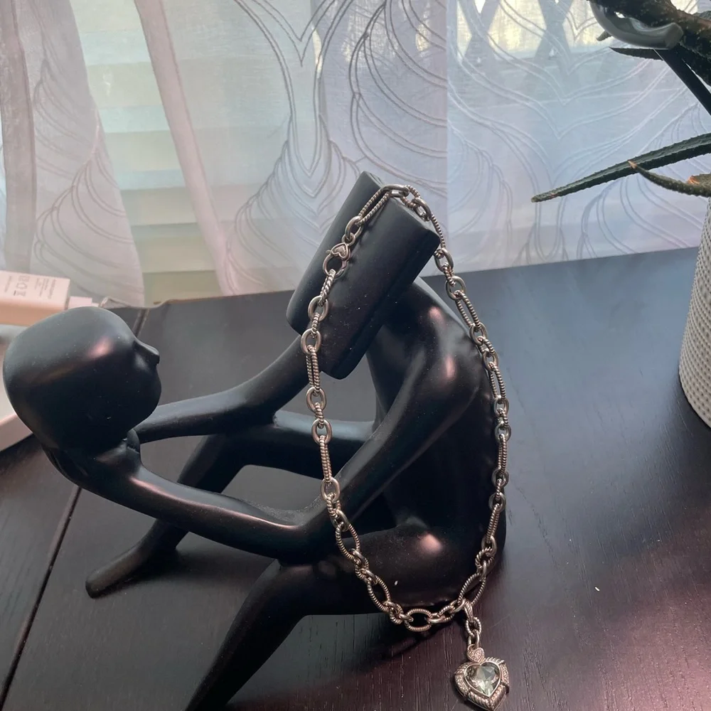 Judith Ripka Sterling silver  necklace with green amethyst enhancer - Picture 5 of 5